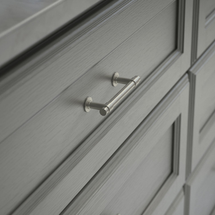 Satin Nickel 3" Industrial Bar Pull with Mounting Hardware