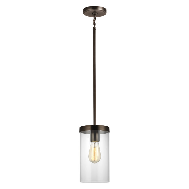Modern Zire 6" Indoor/Outdoor Pendant in Brushed Oil Rubbed Bronze with Clear Glass