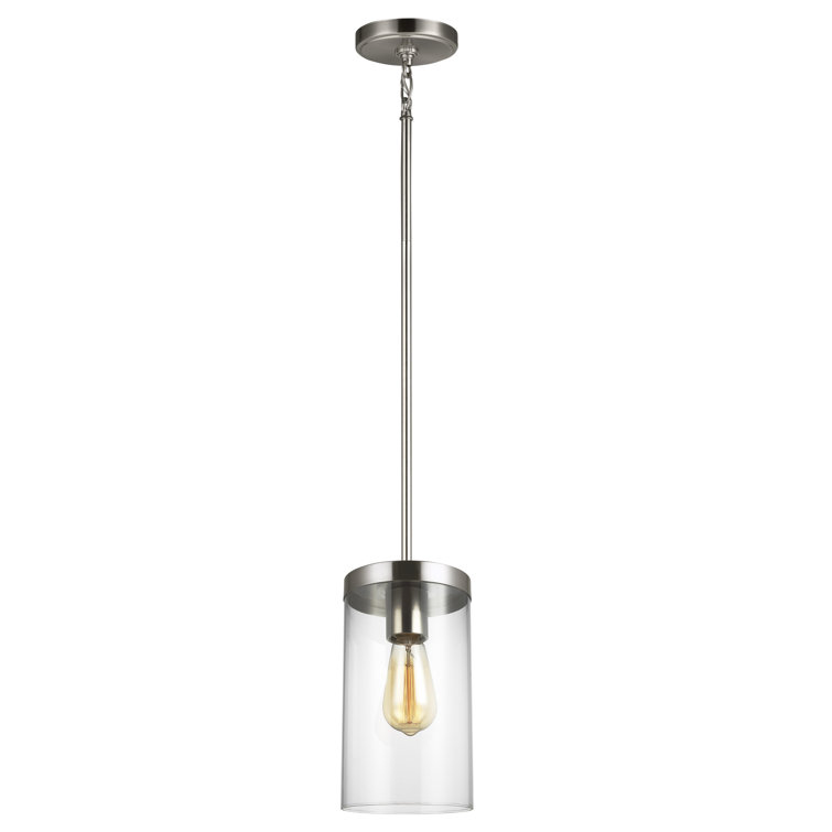 Zire Mini Pendant Light in Brushed Nickel with Glass Shade