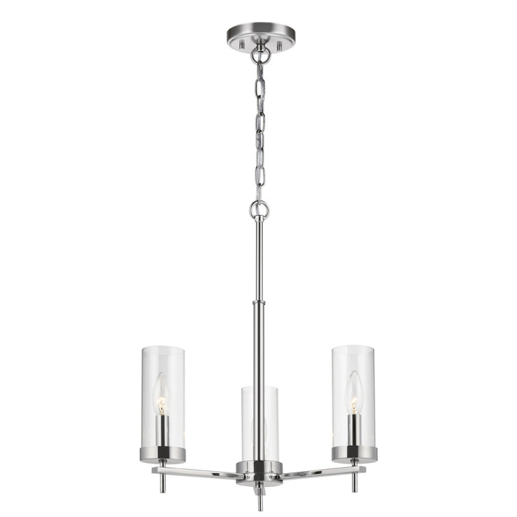 Zire Mini 3-Light Chrome Chandelier with Clear Glass Shades