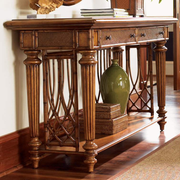 Estate Nassau 64" Brown Rattan Sideboard with Felt-Lined Drawers