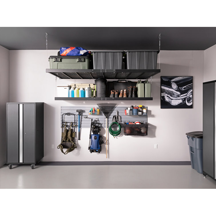 Black Steel Wall Mounted Garage Shelf Set