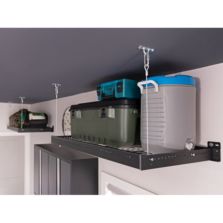 Black Steel Wall Mounted Garage Shelf Set