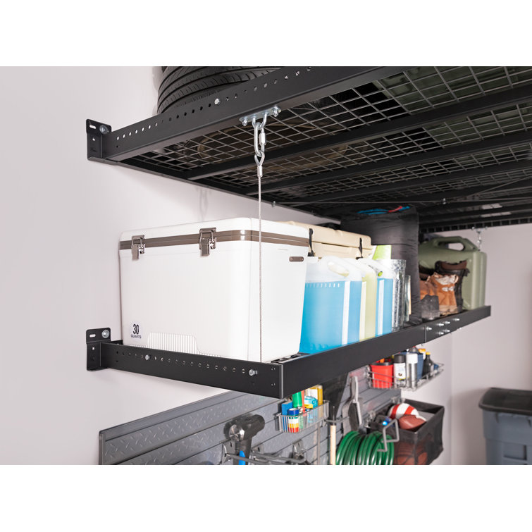 Black Steel Wall Mounted Garage Shelf Set