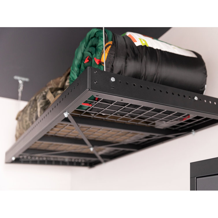 Black Steel Wall Mounted Garage Shelf Set
