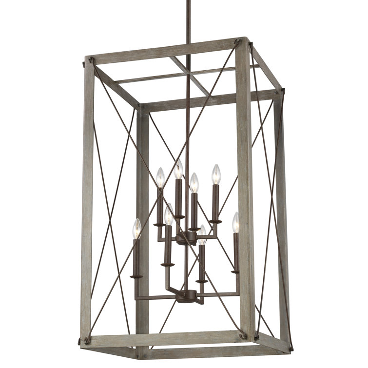 Thornwood Washed Pine 8-Light Indoor/Outdoor Lantern Chandelier