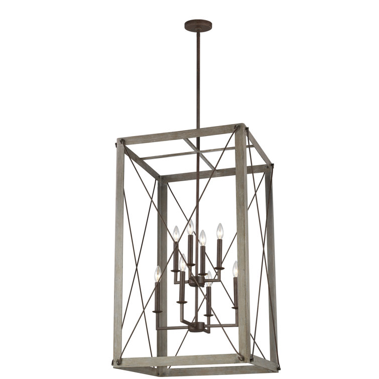 Thornwood Washed Pine 8-Light Indoor/Outdoor Lantern Chandelier
