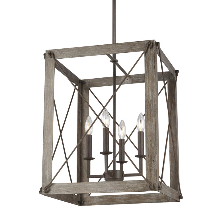 Thornwood Washed Pine and Weathered Iron 4-Light Indoor/Outdoor Pendant