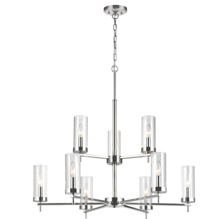 Zire Chrome 9-Light Chandelier with Clear Glass Shades