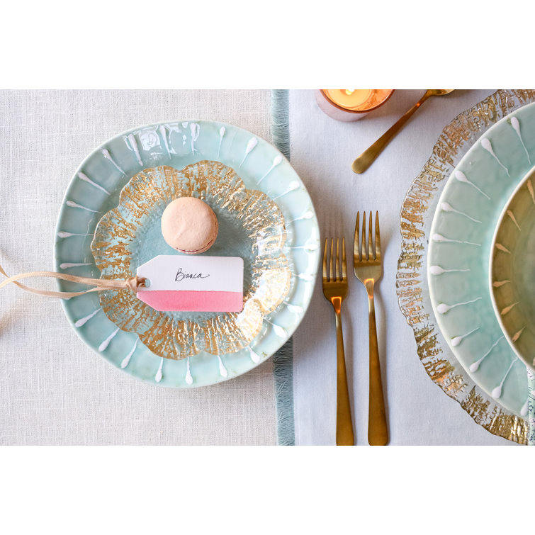 Elegant Gold-Plated Glass Canape Plate with Scallop Embellishment