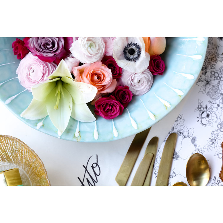 Gold Foil Textured Glass Round Serving Bowl