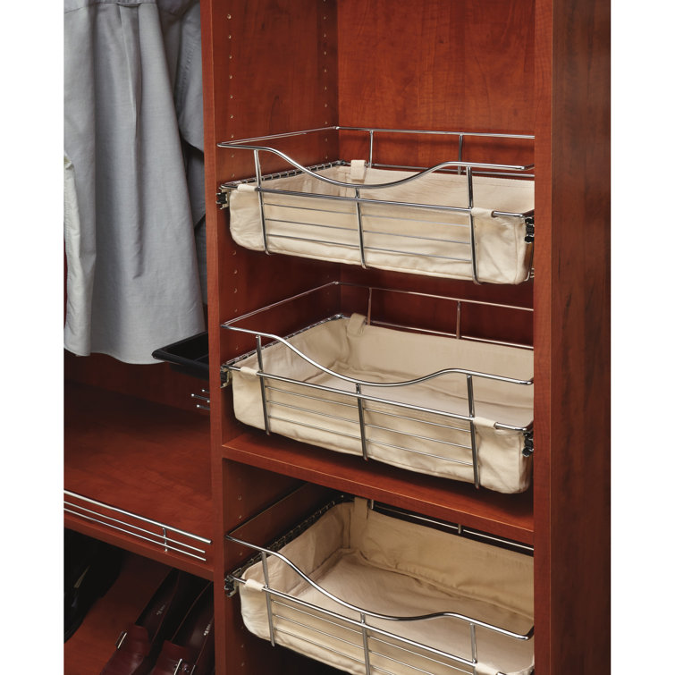 Tan Linen Closet Basket Liner with Velcro Tabs