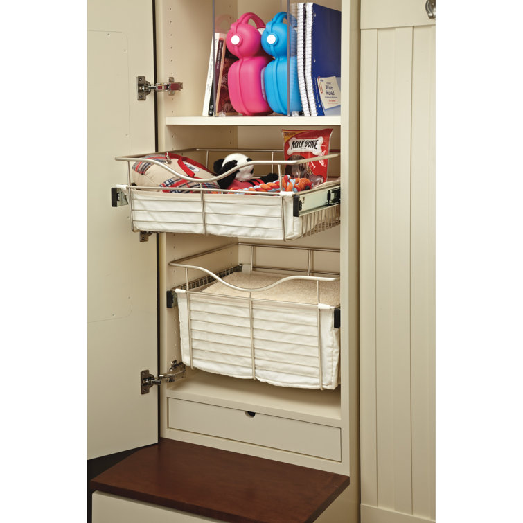 Tan Linen Closet Basket Liner with Velcro Tabs