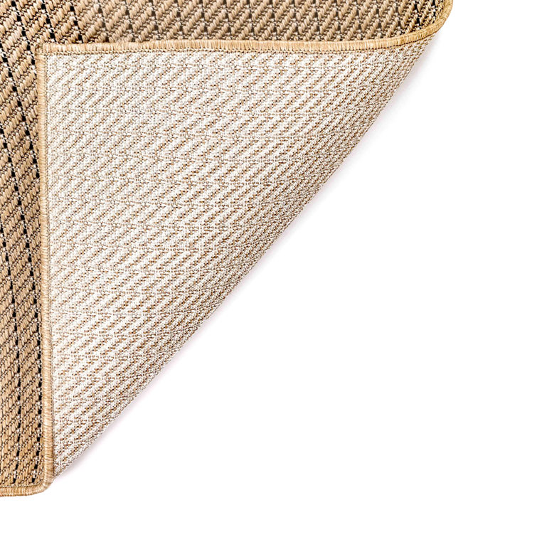 Green and Beige Flat Woven Synthetic Stripe Rug, 5' x 7'