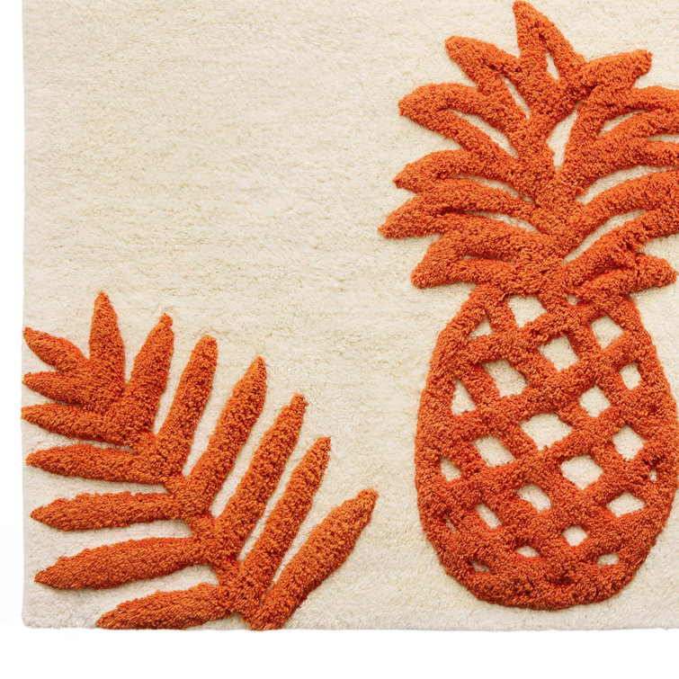 Batik Pineapple Orange Cotton Reversible Bath Rug 20" x 30"