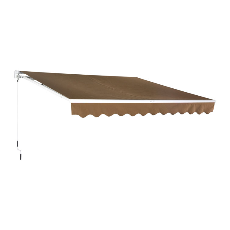 Outsunny 116.25" Coffee Fabric Retractable Patio Awning with Aluminum Frame