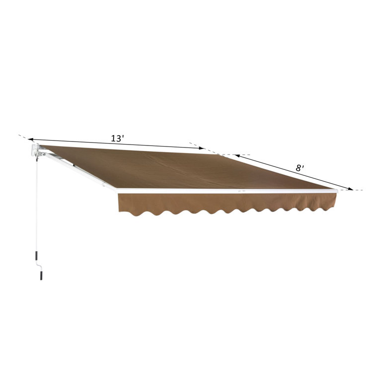 Outsunny 116.25" Coffee Fabric Retractable Patio Awning with Aluminum Frame