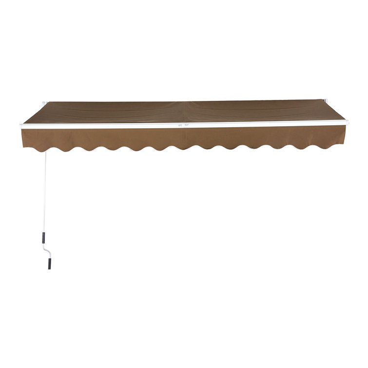 Outsunny 116.25" Coffee Fabric Retractable Patio Awning with Aluminum Frame