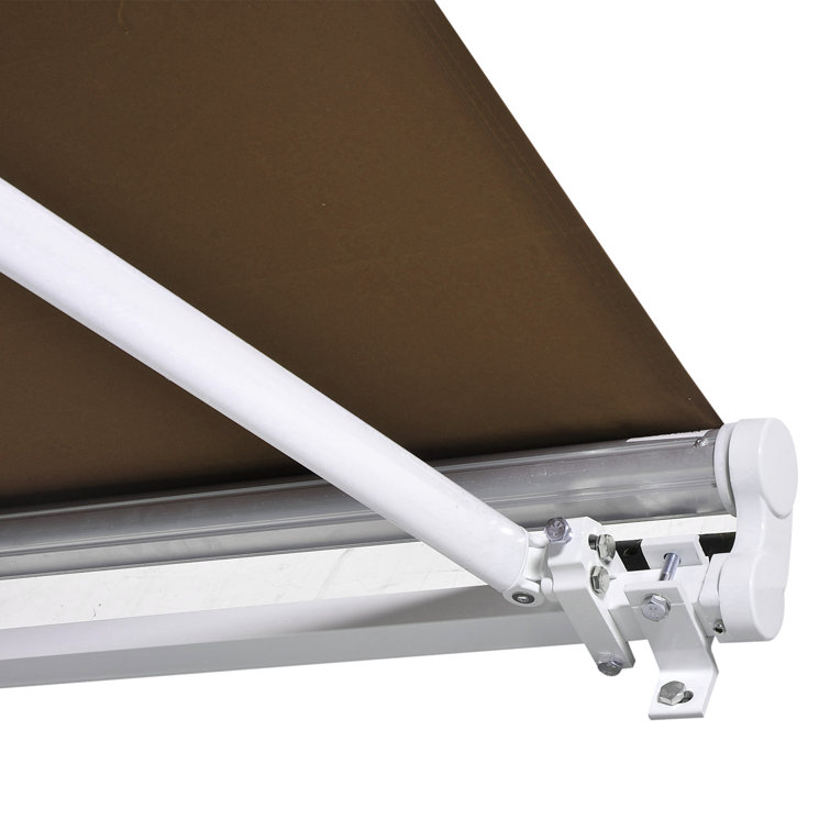 Outsunny 116.25" Coffee Fabric Retractable Patio Awning with Aluminum Frame