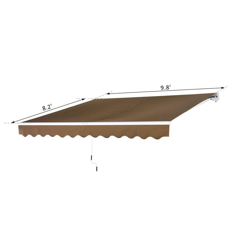 Outsunny 116.25" Coffee Fabric Retractable Patio Awning with Aluminum Frame
