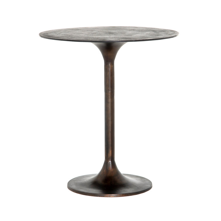 Antique Rust Round Aluminum Bar Height Table