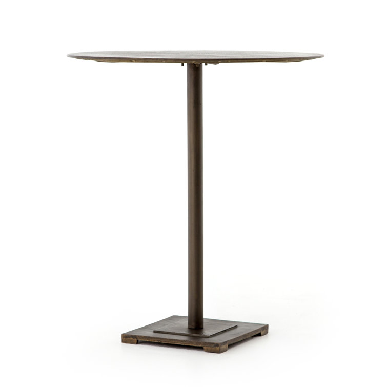 Aged Brass Round Industrial Counter Height Table