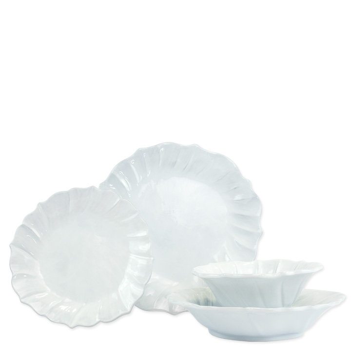 White Handcrafted Ceramic Ruffle Salad Plate