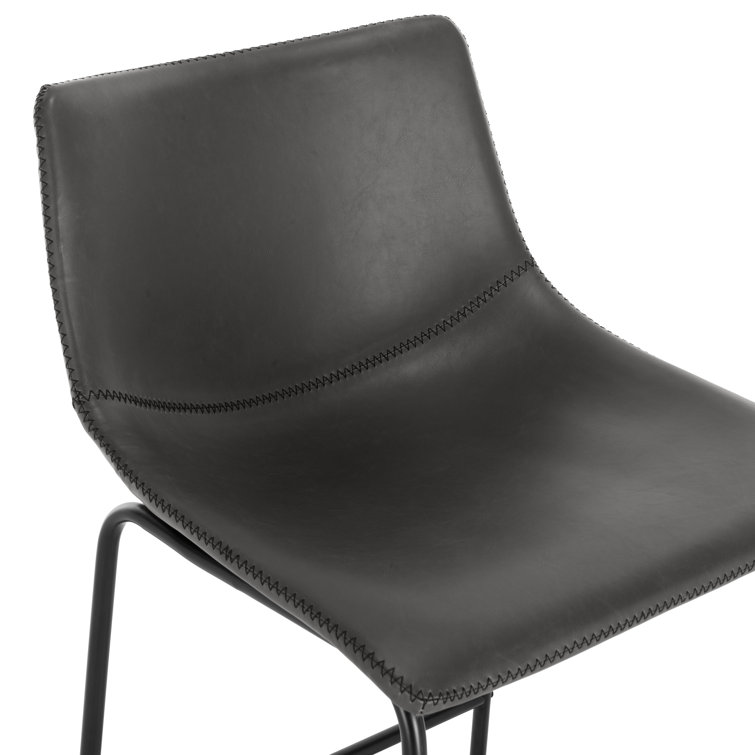 Dark Gray Faux Leather Saddle Style Counter Stool Set