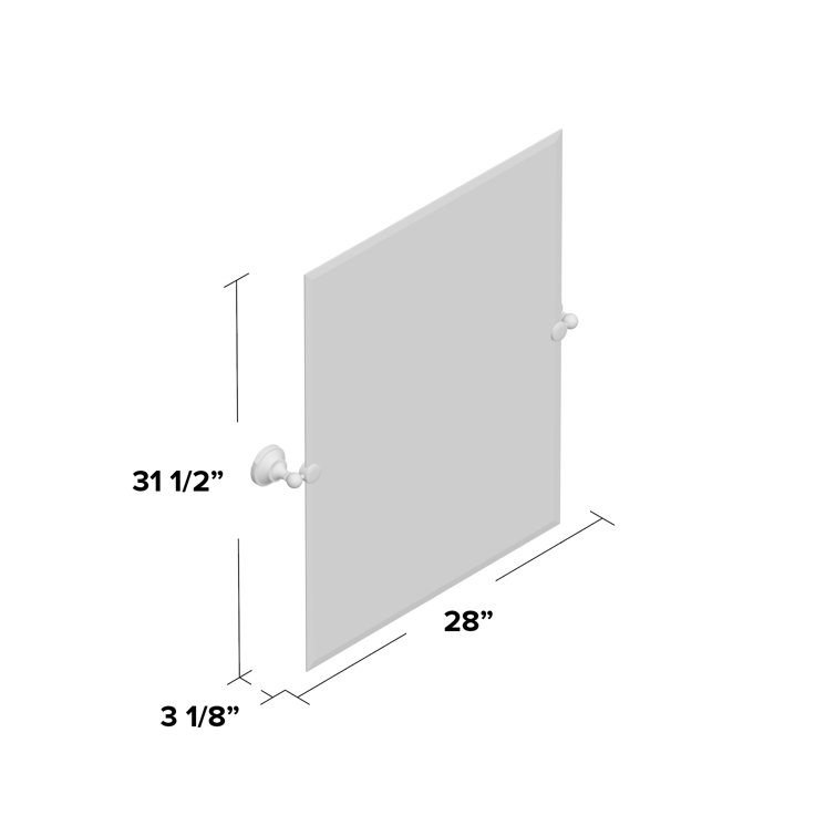 Elegant Tiara 31.5" Satin Nickel Rectangular Frameless Vanity Mirror