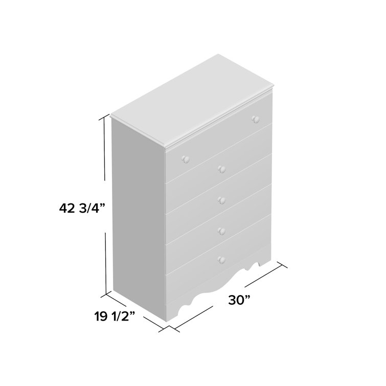 Elegant Crystal Double 5-Drawer Chest in Pure White