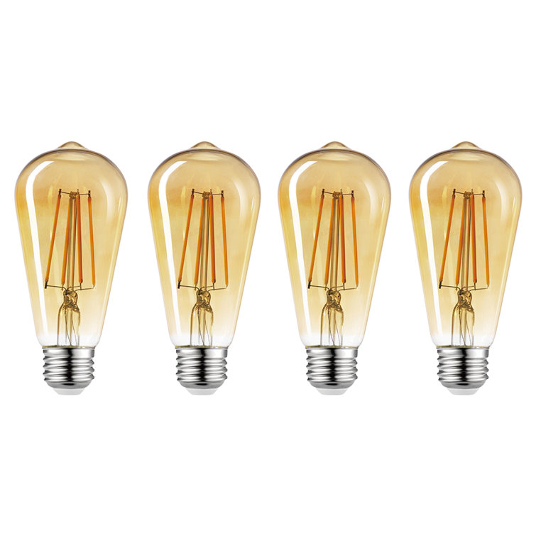Amber Glass Vintage Edison Dimmable LED Bulb, 4-Pack