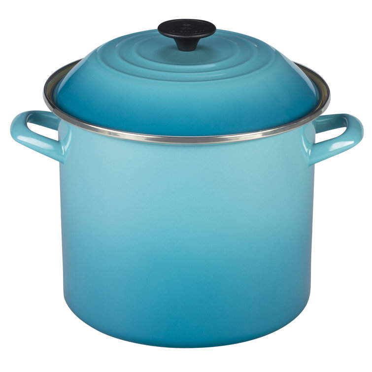 Caribbean Blue Enamel Steel 10 Quart Stockpot with Lid