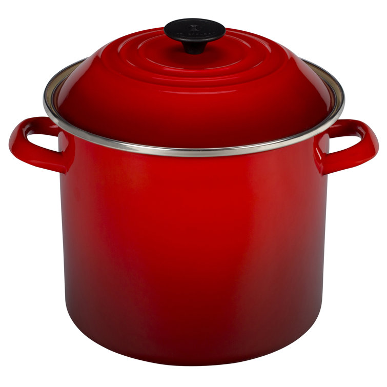 Cerise Red 16 qt Carbon Steel Stockpot with Lid
