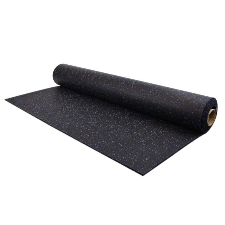 Black and Blue 48'' x 120'' Recycled Rubber Gym Flooring Mat