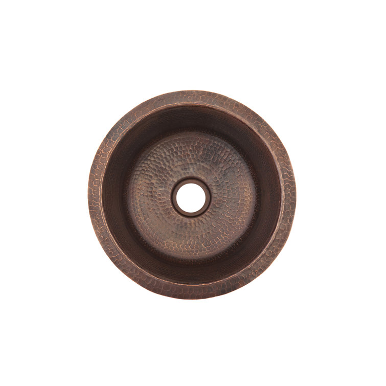 14" Round Hammered Copper Bar Sink in Oil Rubbed Bronze Finish