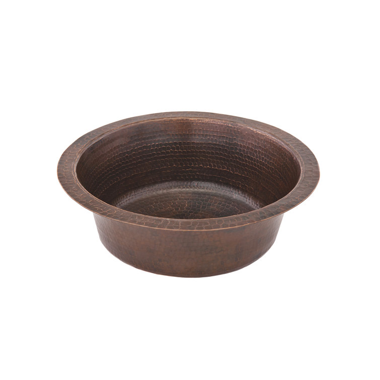 14" Round Hammered Copper Bar Sink in Oil Rubbed Bronze Finish