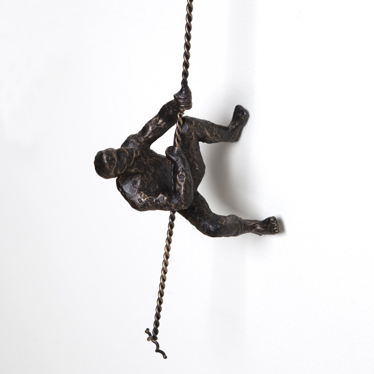 Bronze Climbing Man Wall Mounted Sculpture