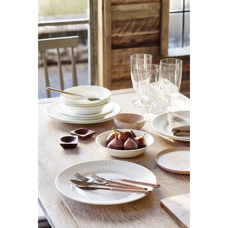 White Textured Porcelain Round Dinner Plate