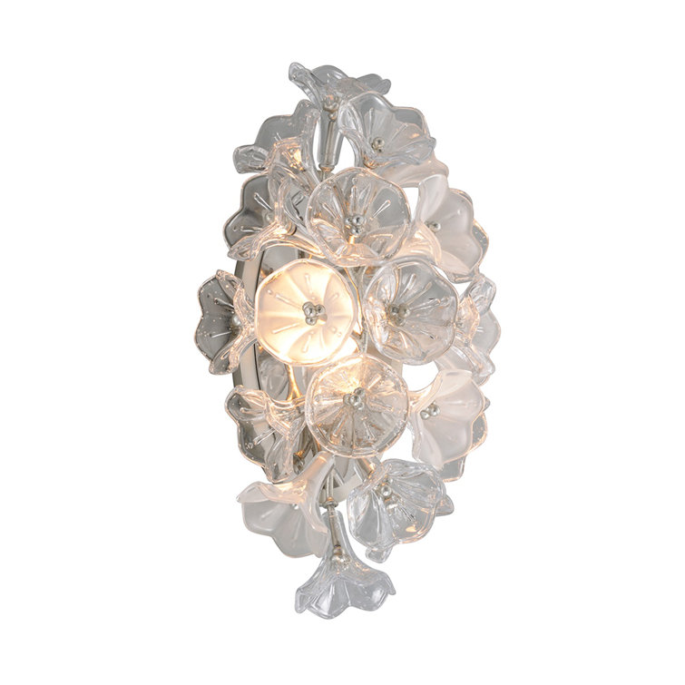 Jasmine Silver Leaf Glam LED Wall Sconce 9"x17.75"