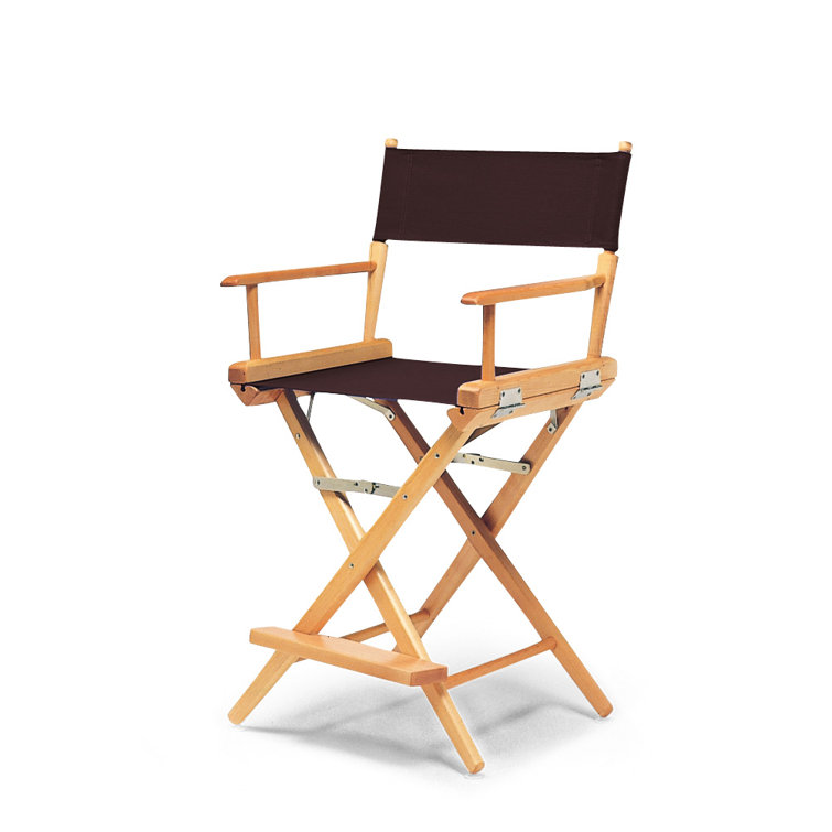 Red Canvas and Varnished Wood Folding Director Chair