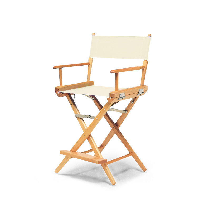 Red Canvas and Varnished Wood Folding Director Chair
