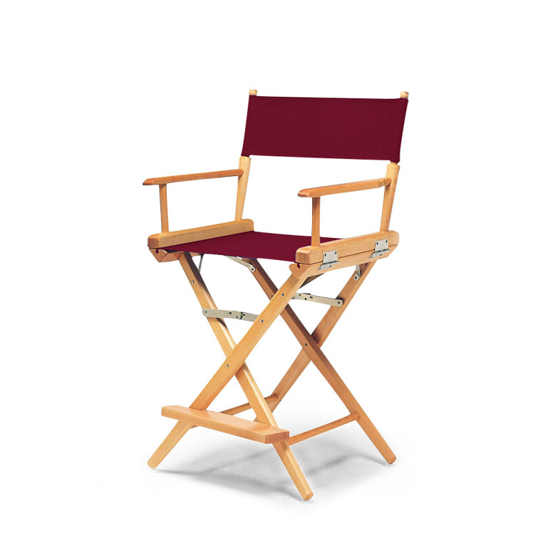 Red Canvas and Varnished Wood Folding Director Chair