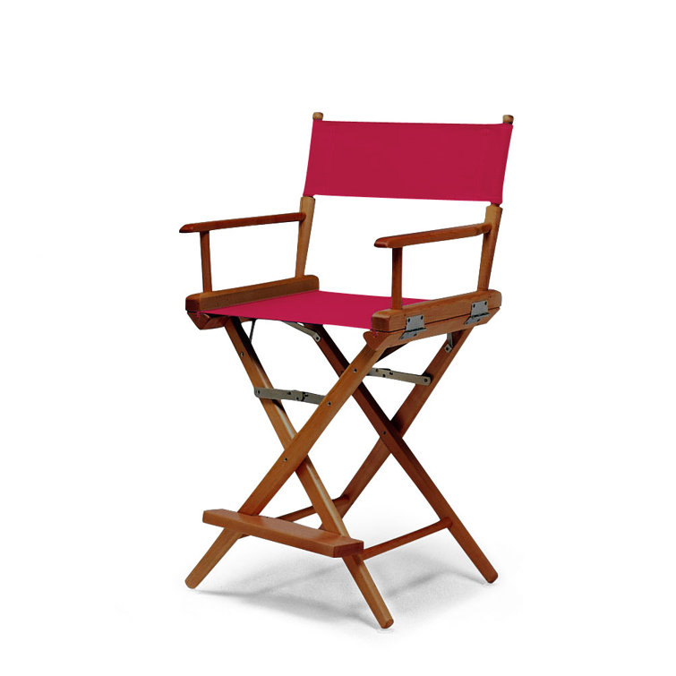 Red Canvas and Varnished Wood Folding Director Chair