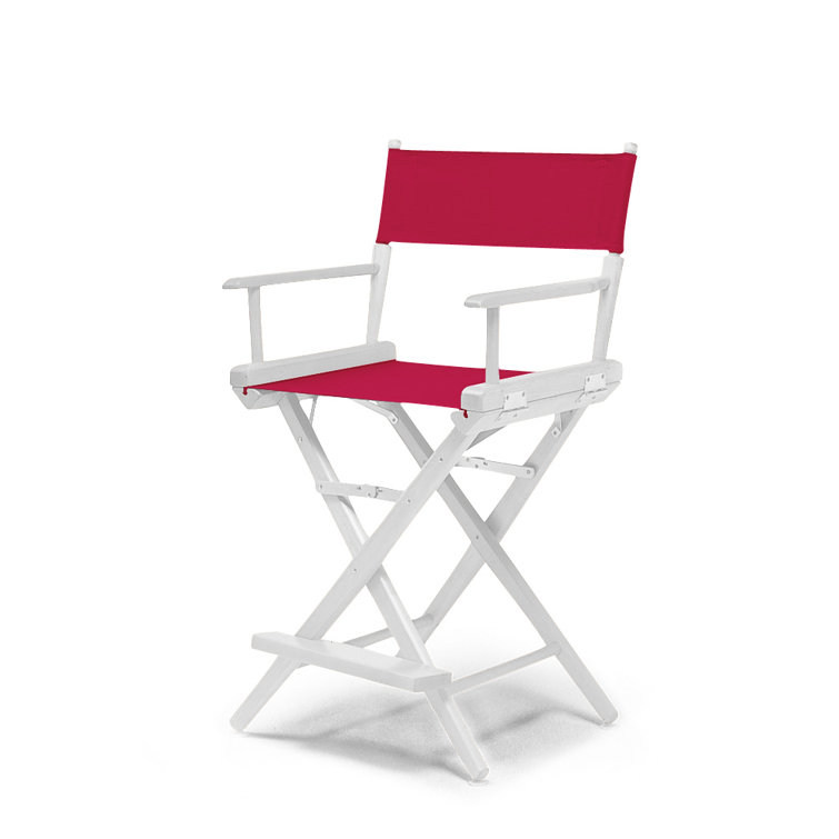 Red Canvas and Varnished Wood Folding Director Chair