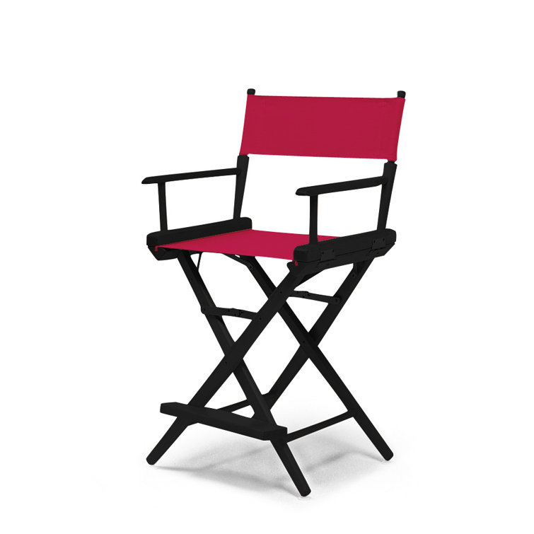 Red Canvas and Varnished Wood Folding Director Chair