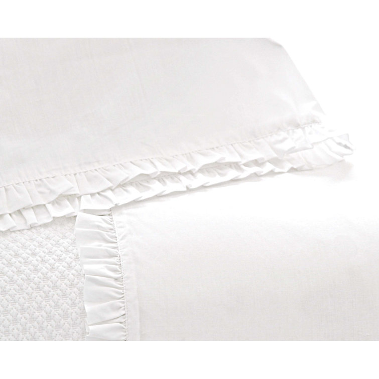 Classic Ruffle White Cotton Standard Pillowcases (Pair)