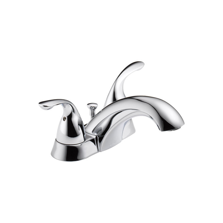 Chrome Two Handle Centerset Bathroom Faucet with Metal Drain Assembly