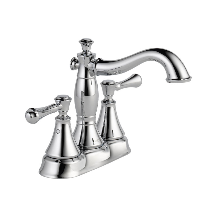 Elegant Classic Chrome Centerset Bathroom Faucet with Metal Handles