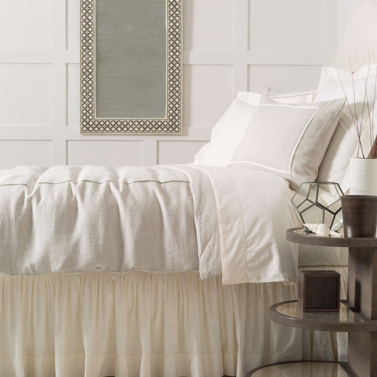 Ivory Cotton King Bed Skirt with Split Corners