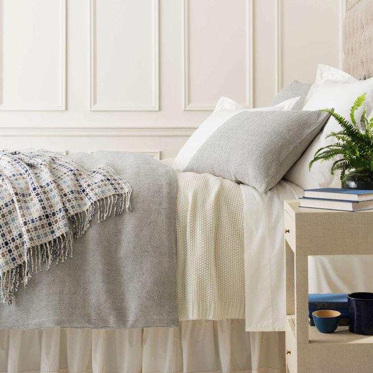 Ivory Cotton King Bed Skirt with Split Corners